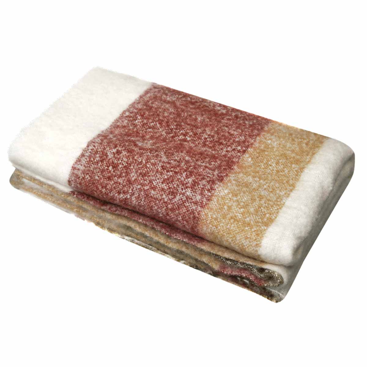 Plaid Rayé En Laine Mélangé Calypso - Kaki