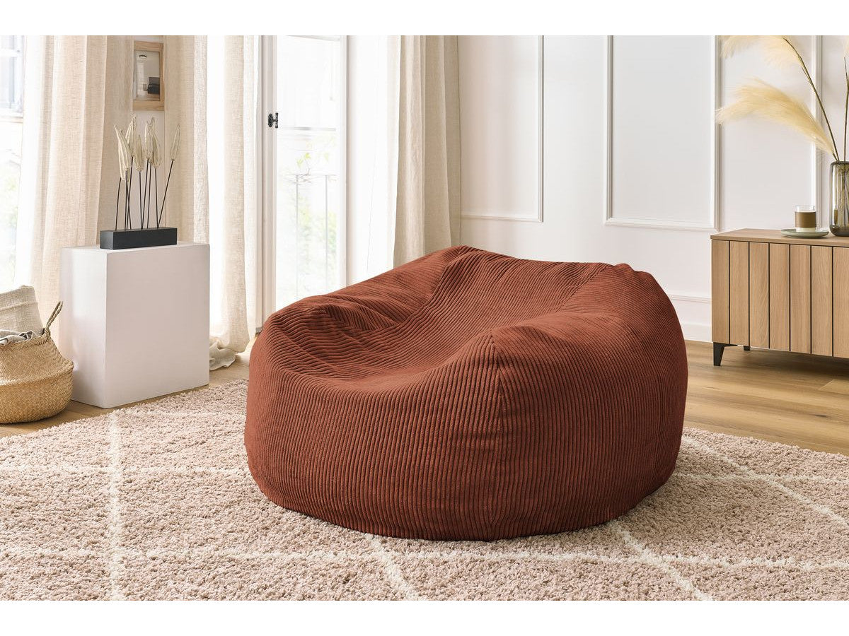 Pouf ultra moelleux VOLTAIRE velours côtelé