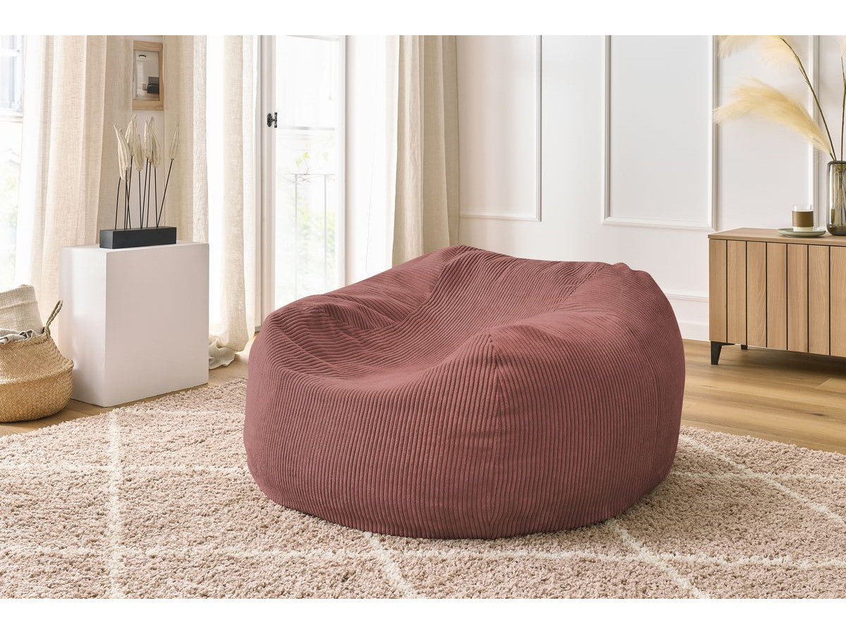 Pouf ultra moelleux VOLTAIRE velours côtelé