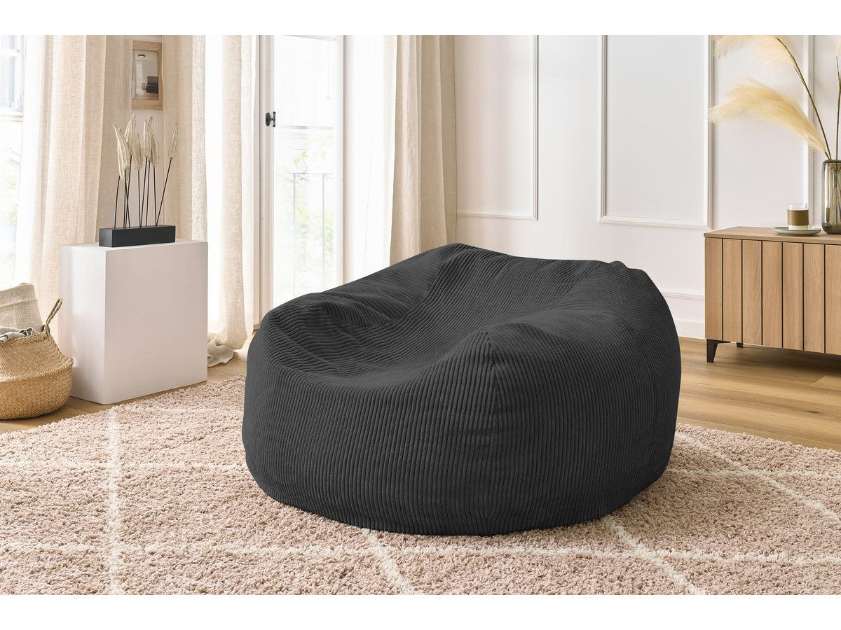 Pouf ultra moelleux VOLTAIRE velours côtelé