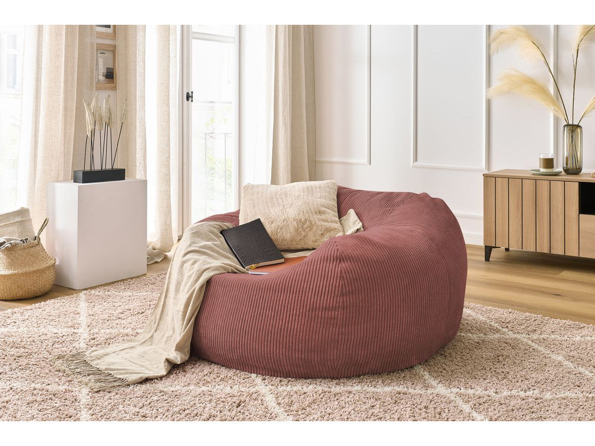 Pouf ultra moelleux VOLTAIRE velours côtelé