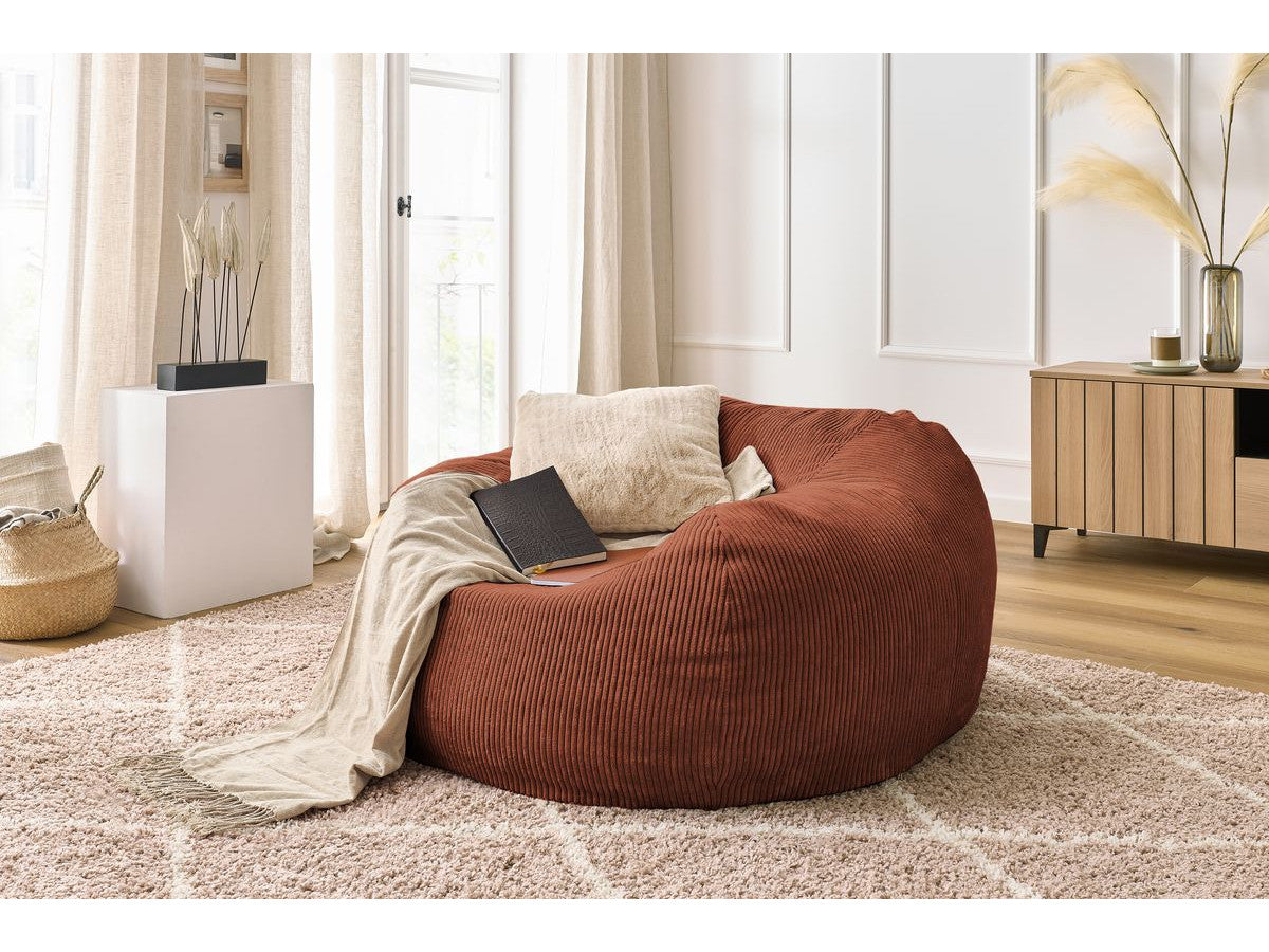 Pouf ultra moelleux VOLTAIRE velours côtelé