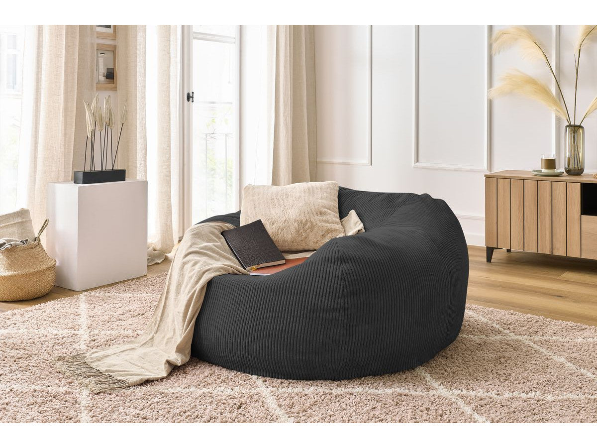 Pouf ultra moelleux VOLTAIRE velours côtelé