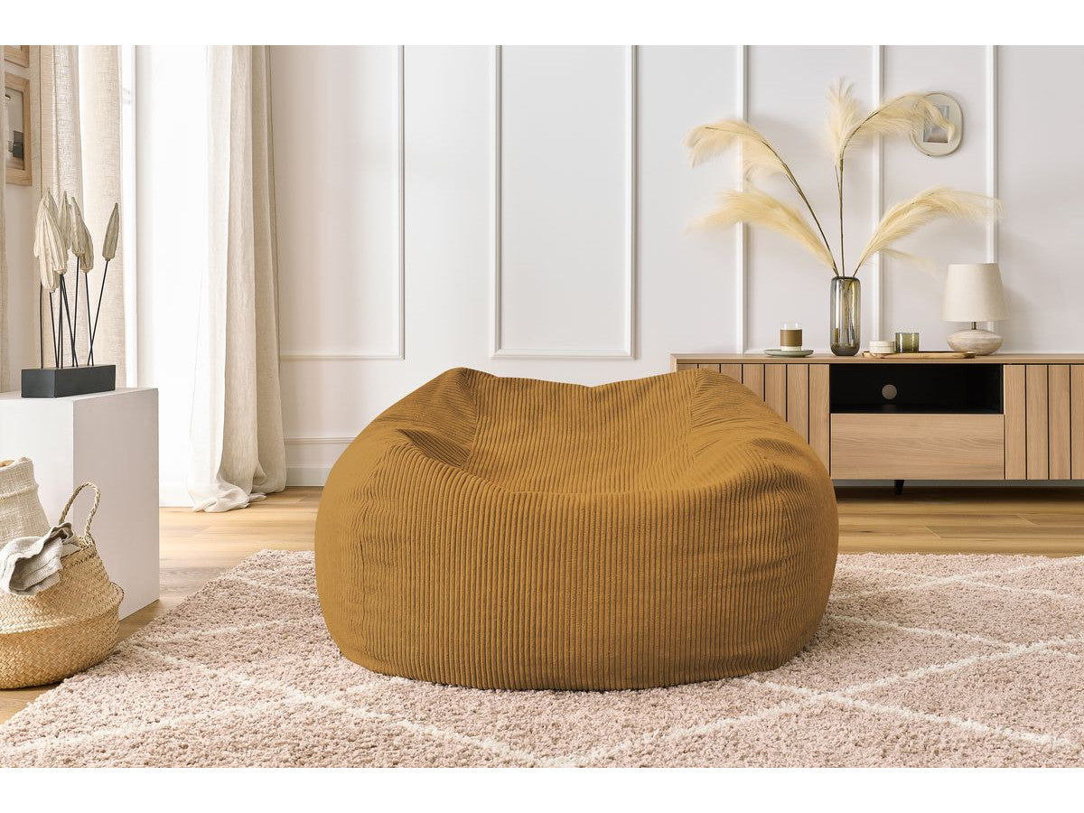 Pouf ultra moelleux VOLTAIRE velours côtelé