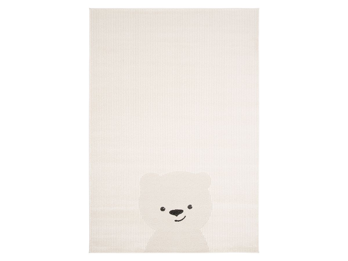 Tapis enfant poils courts WINNY motif ourson - Beige