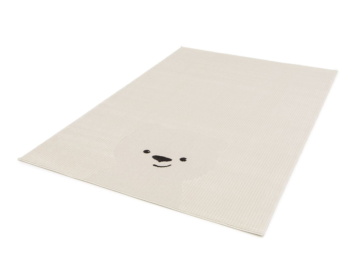 Tapis enfant poils courts WINNY motif ourson - Beige