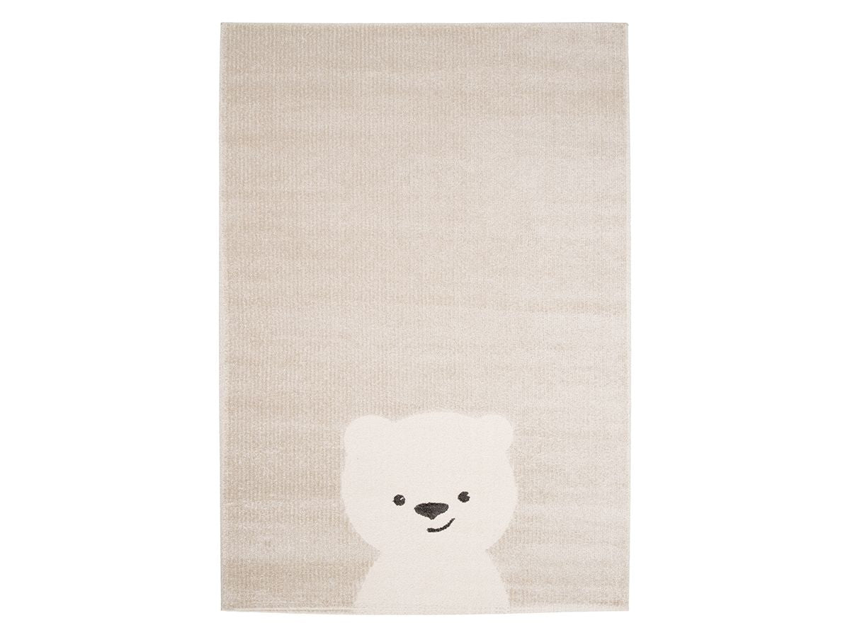 Tapis enfant poils courts WINNY motif ourson - Beige foncé