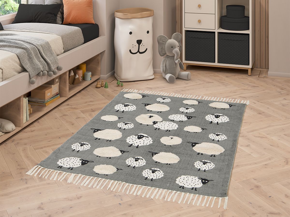 Tapis enfant SHAWN motif mouton - Gris