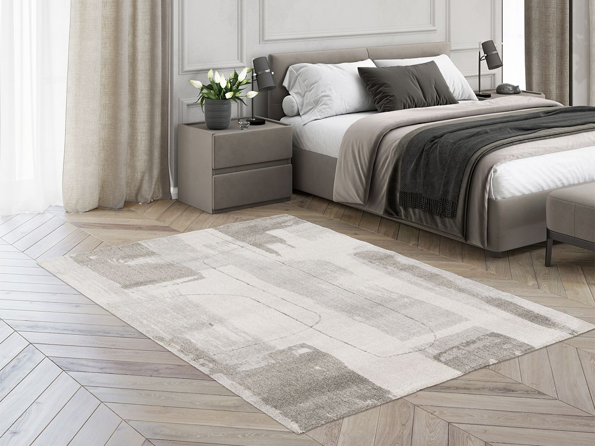 Tapis poil court EKKO motif abstrait - Gris foncé