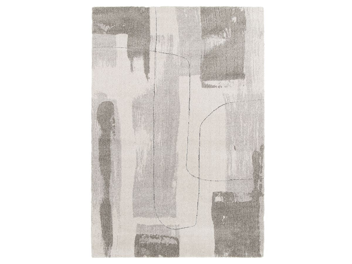 Tapis poil court EKKO motif abstrait - Gris foncé