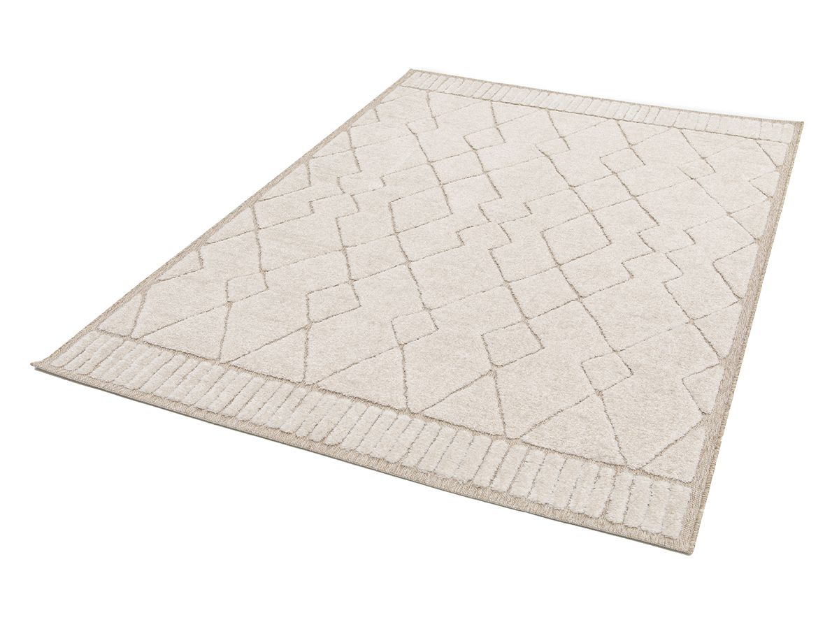 Tapis poil ras AGOSTO motif abstrait - Beige