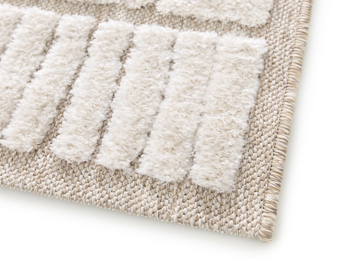 Tapis poil ras AGOSTO motif abstrait - Beige