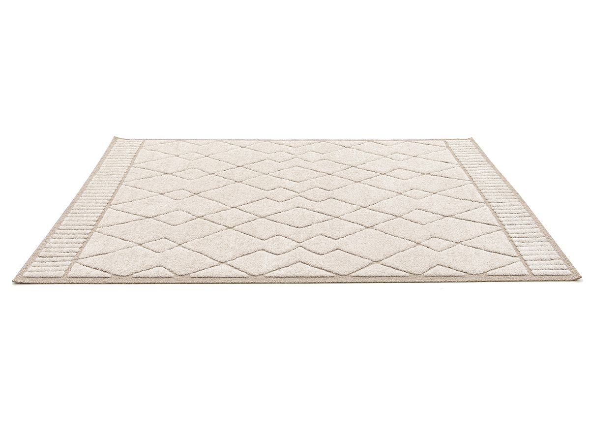 Tapis poil ras AGOSTO motif abstrait - Beige