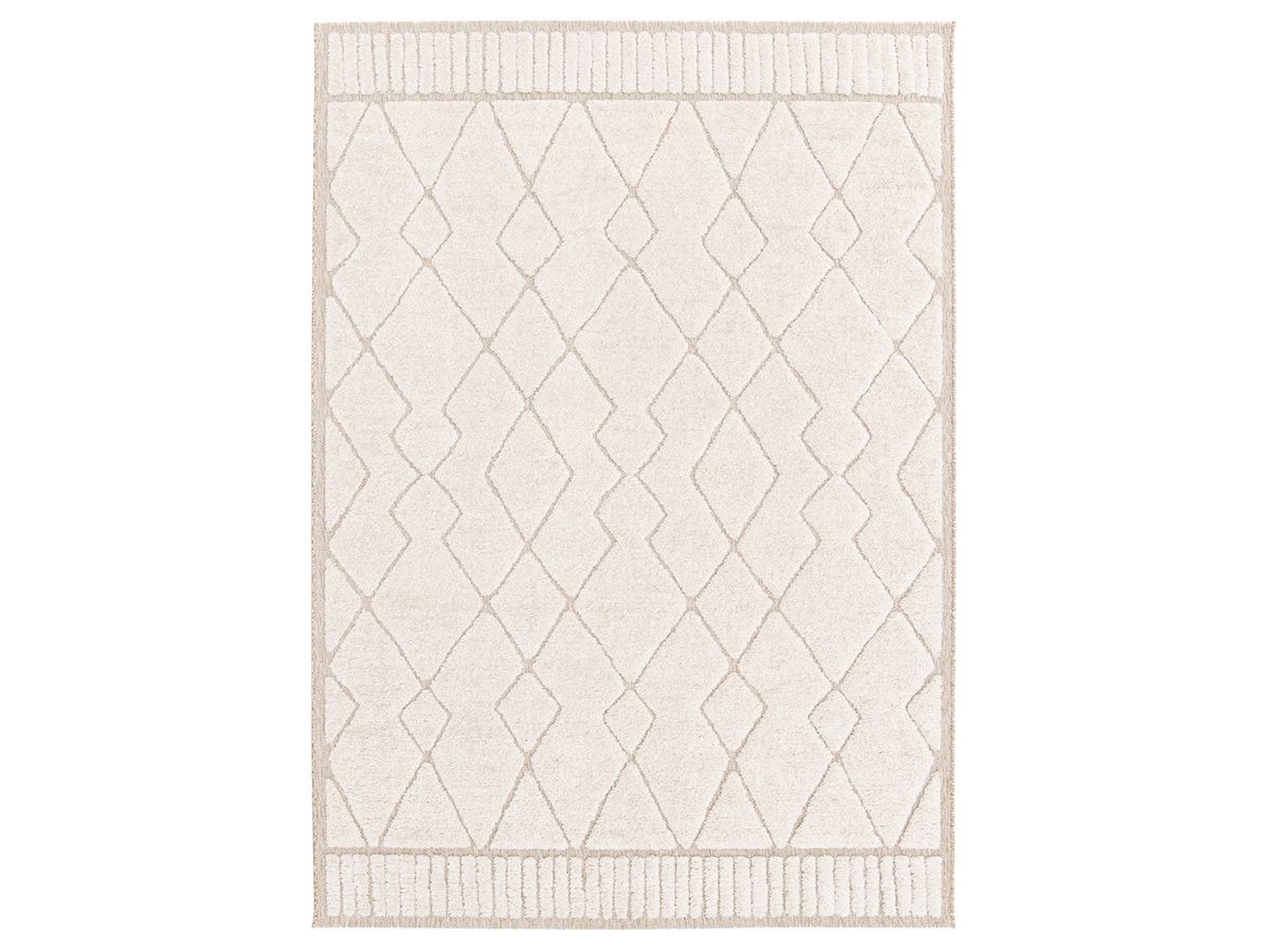 Tapis poil ras AGOSTO motif abstrait - Beige