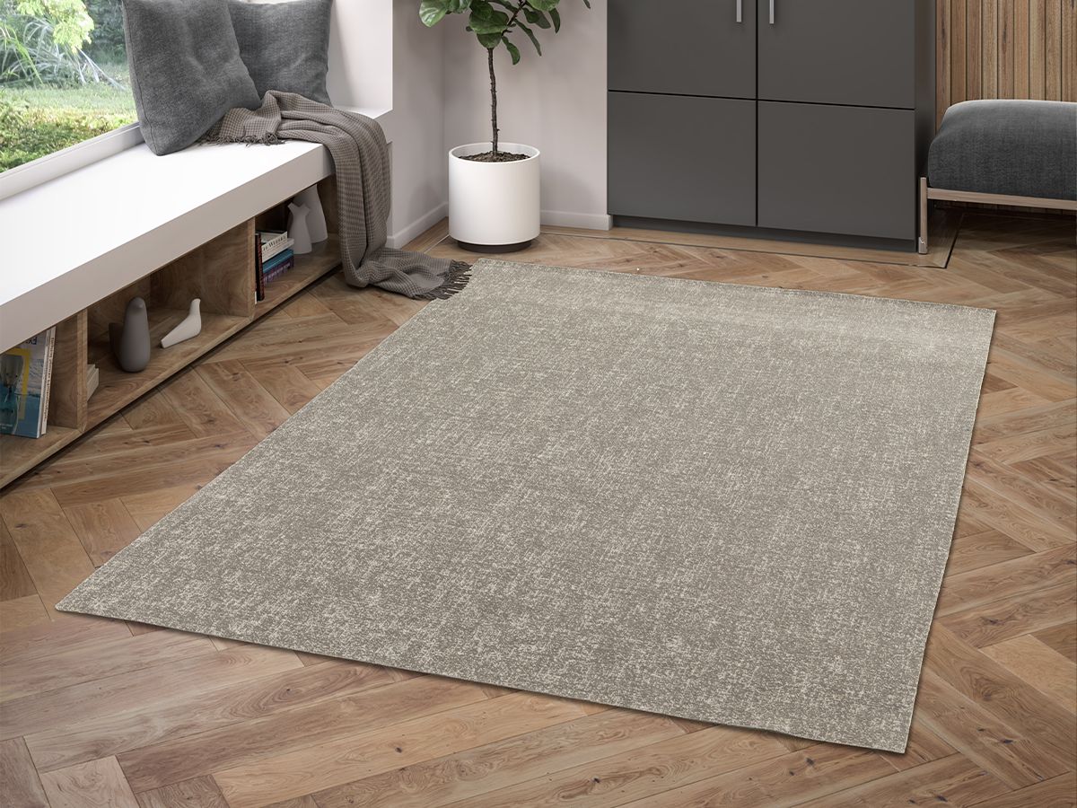 Tapis poil ras MAUREEN uni - Gris foncé