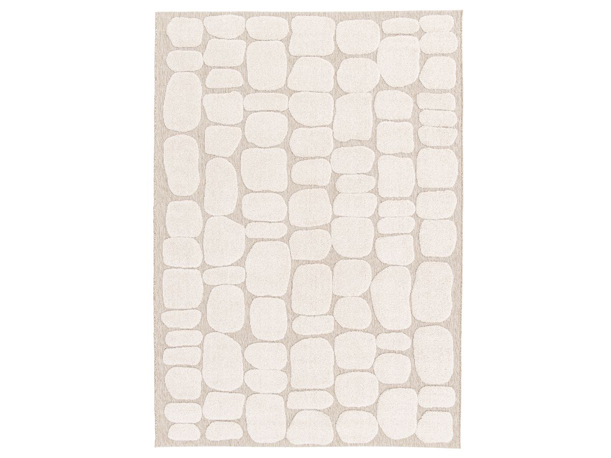 Tapis poil ras ROKU motif abstrait - Beige