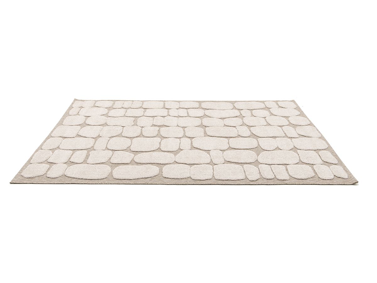 Tapis poil ras ROKU motif abstrait - Beige