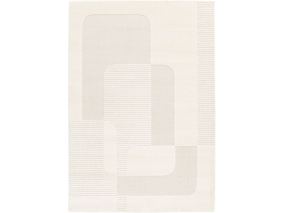Tapis poils courts CLOTAIRE motif abstrait - Beige