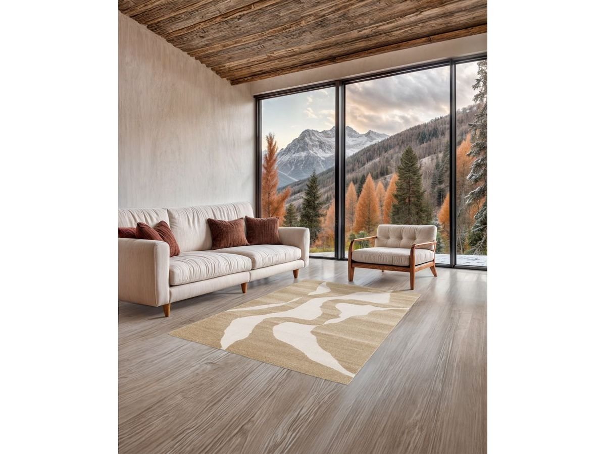 Tapis poils courts COLAS motif abstrait - Marron