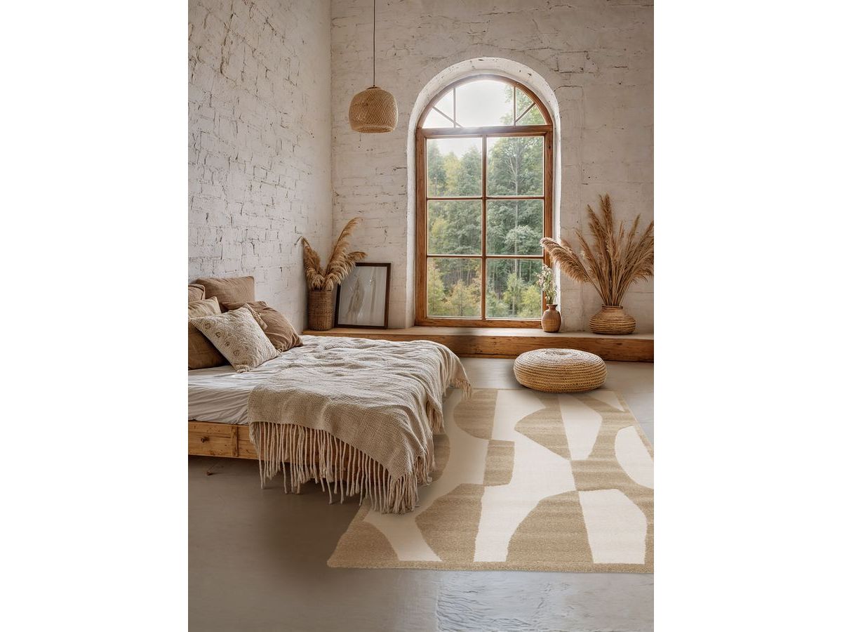 Tapis poils courts ELIOR motif abstrait - Marron