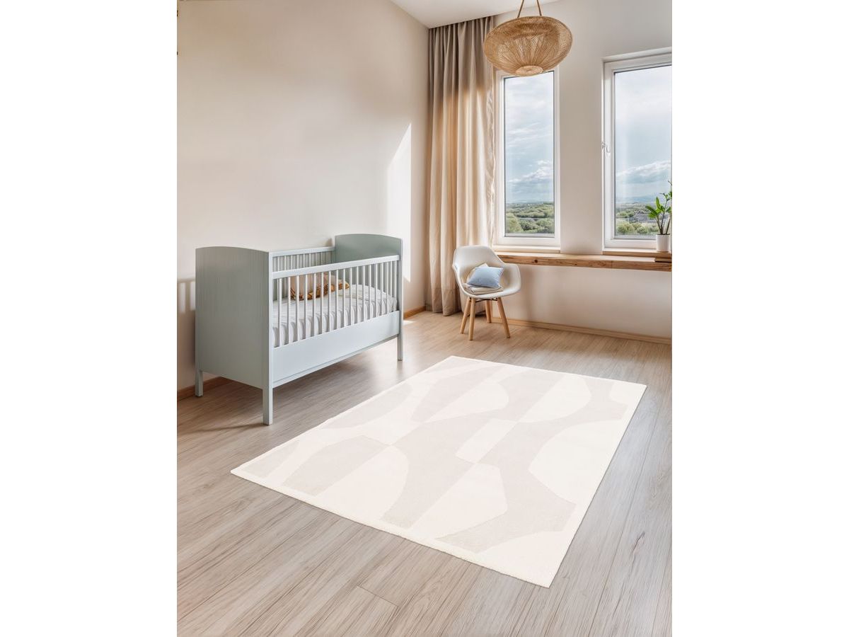 Tapis poils courts ELIOR motif abstrait - Beige