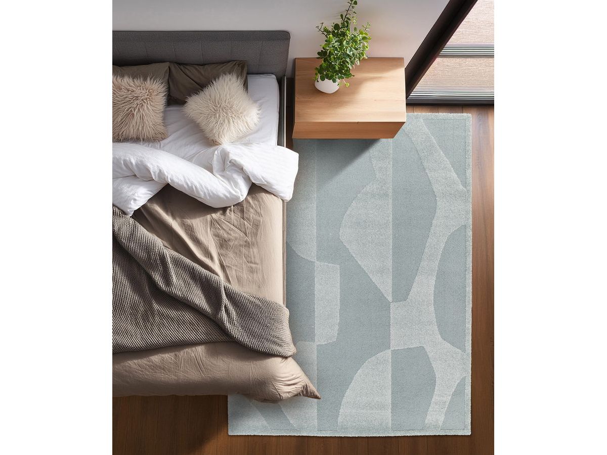 Tapis poils courts ELIOR motif abstrait - Bleu