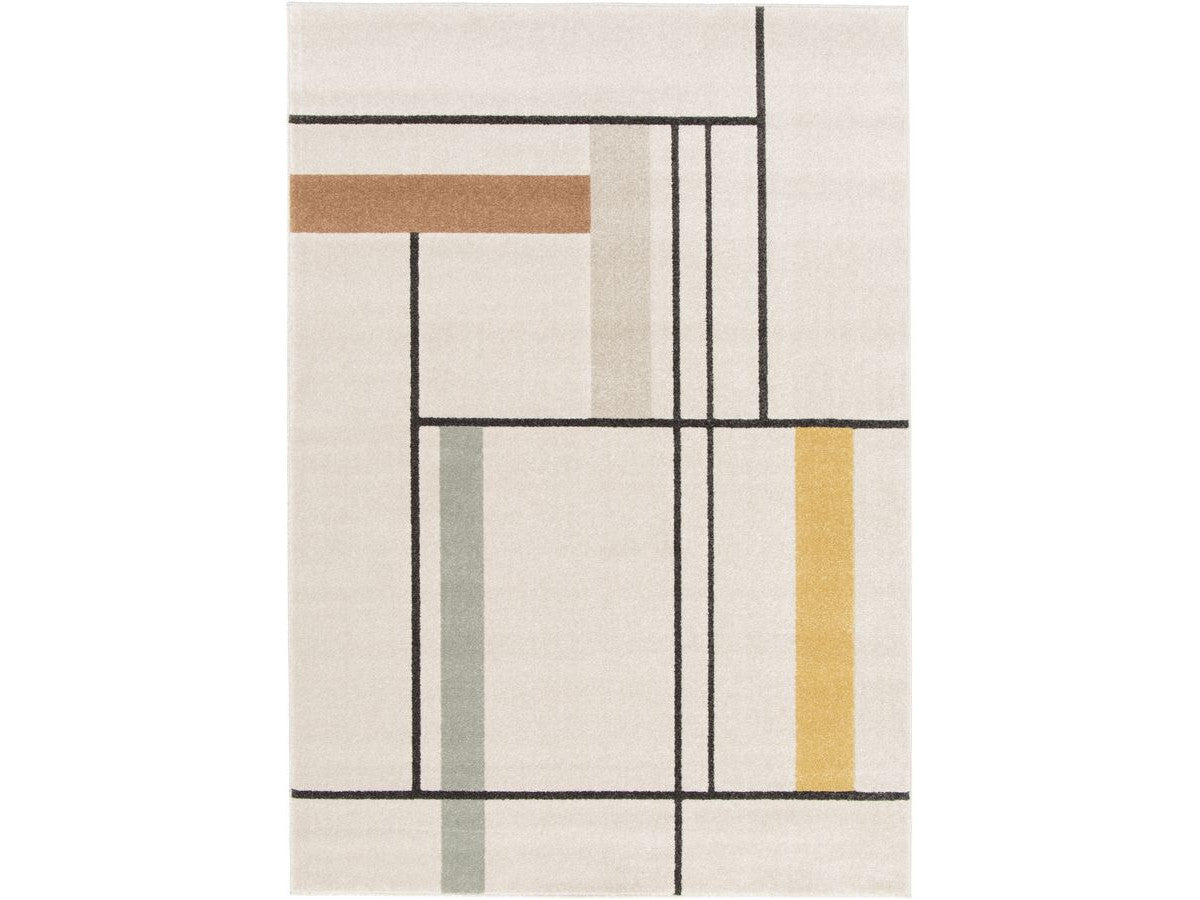 Tapis poils courts EMILIEN motifs abstraits - Multicolore