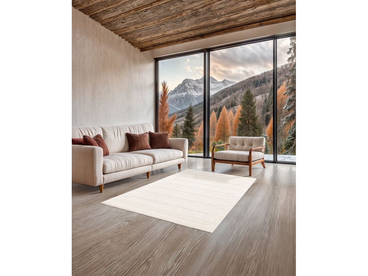Tapis poils courts IAGO motif graphique - Beige