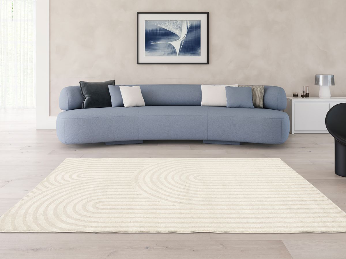 Tapis poils courts JADA motifs abstraits - Beige