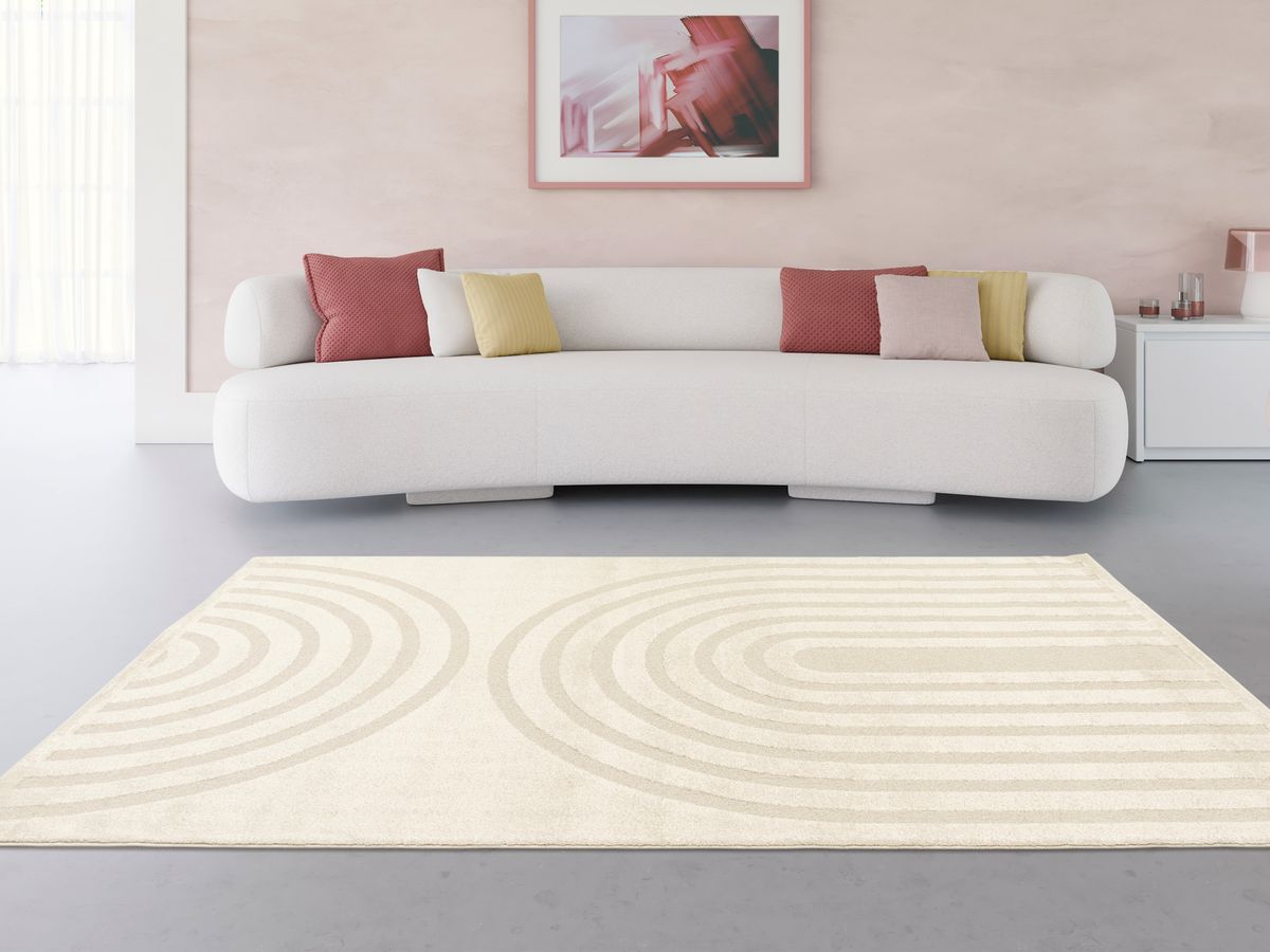 Tapis poils courts LUCAS motifs abstraits - Beige
