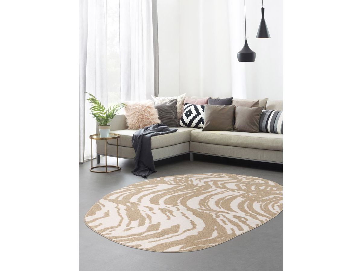 Tapis poils courts ORIAN  motif abstrait - Marron