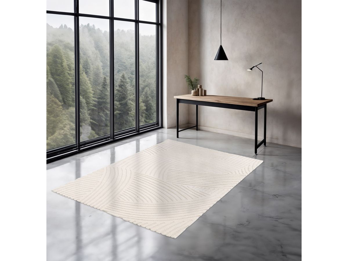 Tapis poils courts STAN motif abstrait - Beige