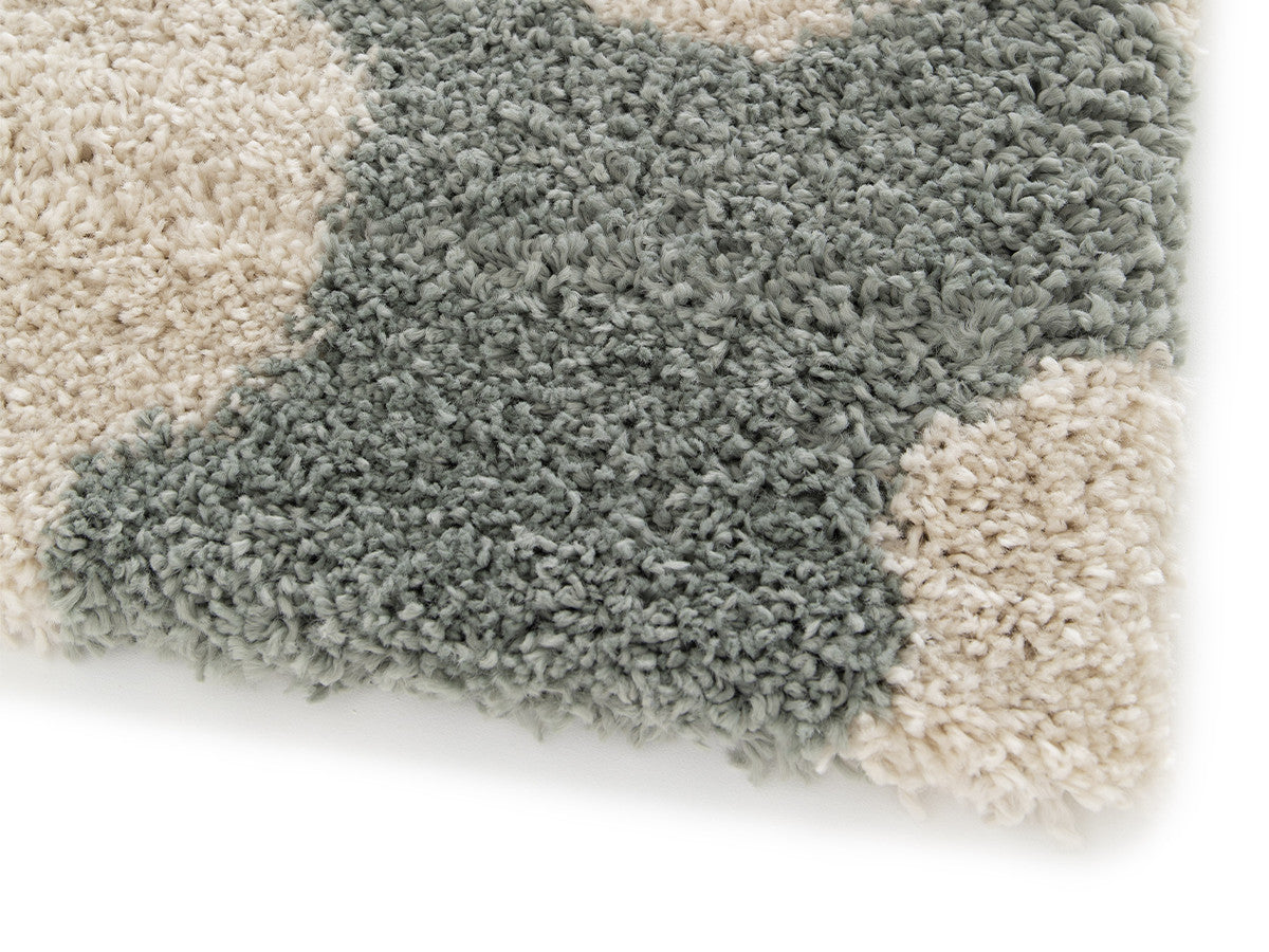 Tapis poils courts SUZY motif fleur - Bleu