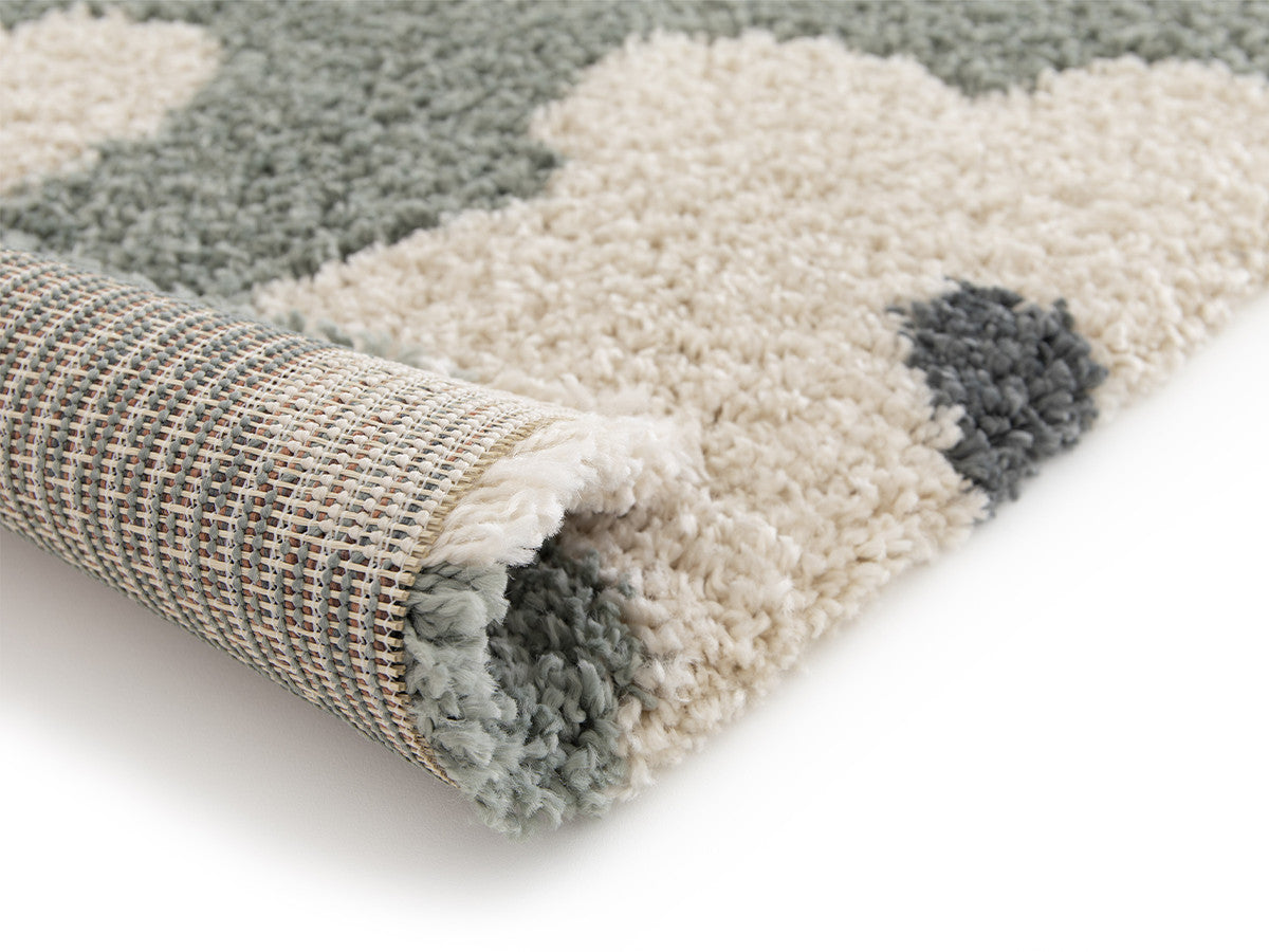 Tapis poils courts SUZY motif fleur - Bleu