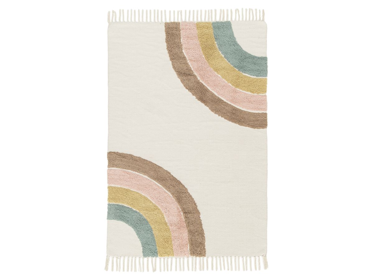 Tapis poils courts WHEELER motif abstrait - Blanc
