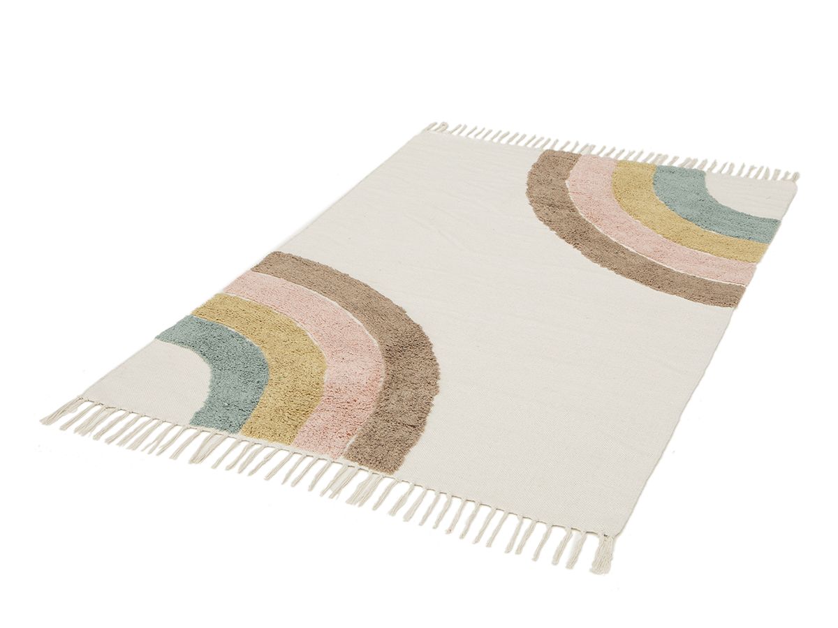 Tapis poils courts WHEELER motif abstrait - Blanc