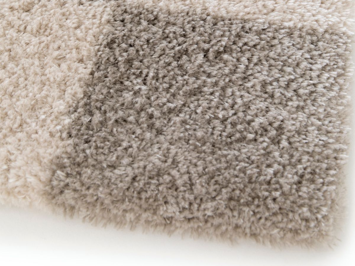 Tapis poils long BLITZ motif géométrique - Taupe