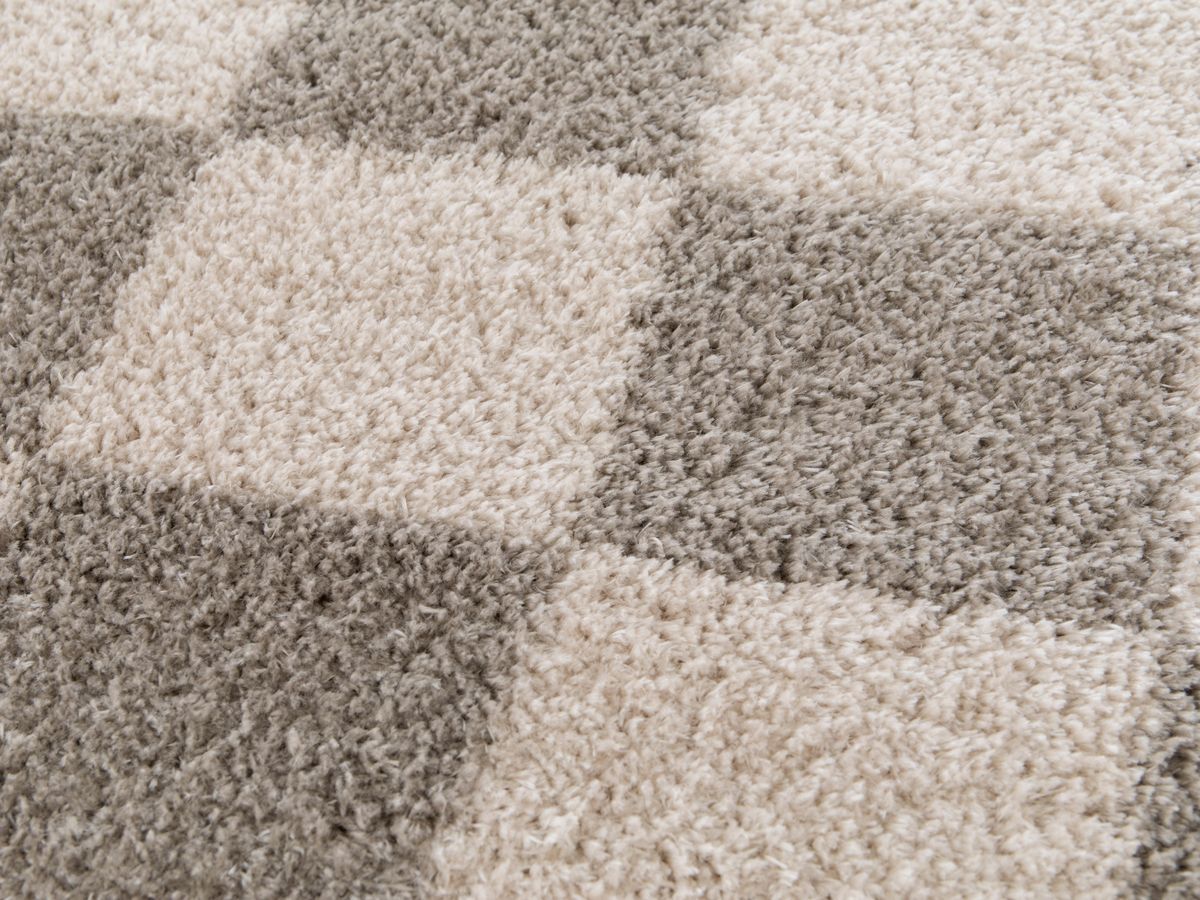 Tapis poils long BLITZ motif géométrique - Taupe