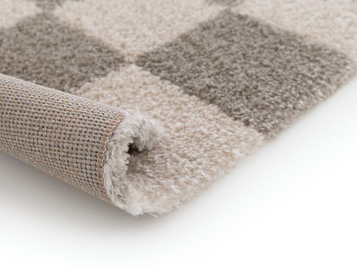 Tapis poils long BLITZ motif géométrique - Taupe