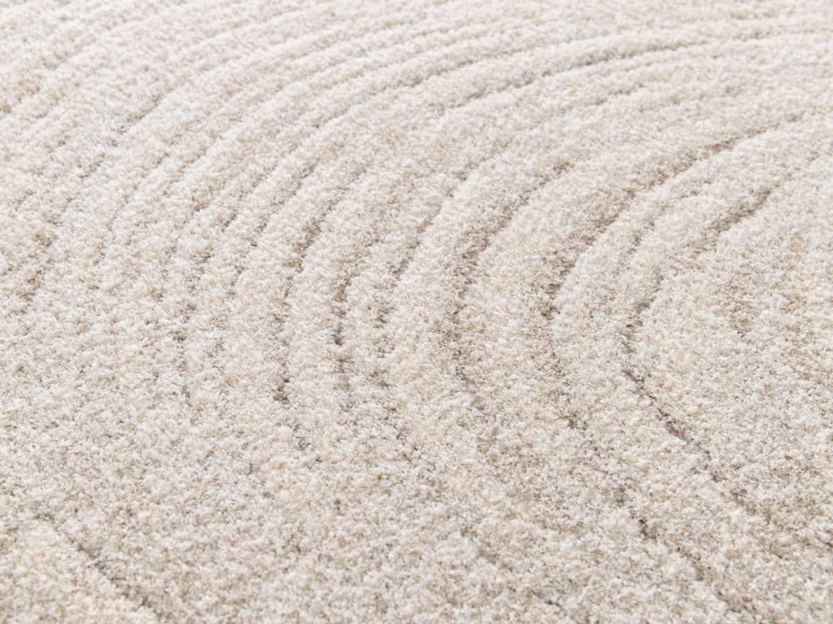 Tapis poils long LOVINA motif abstrait - Beige