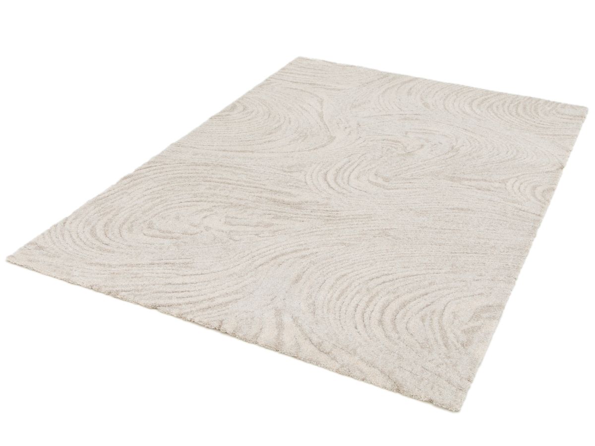 Tapis poils long LOVINA motif abstrait - Beige