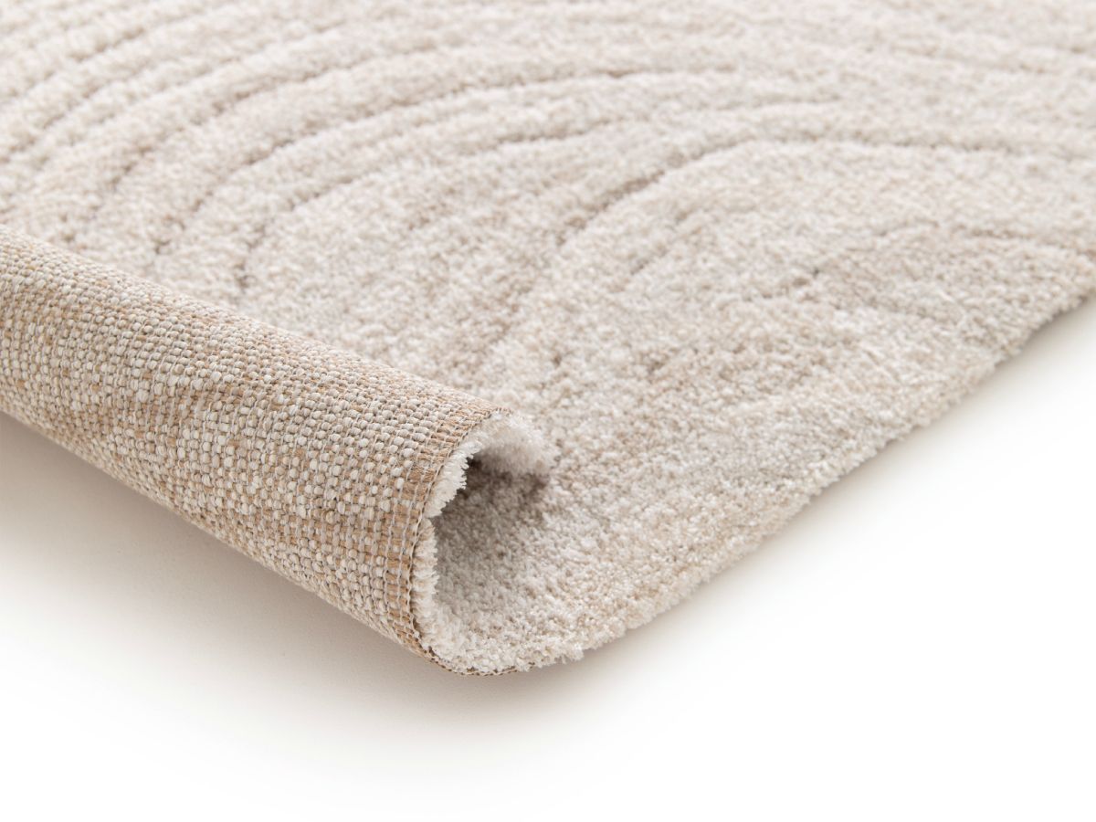 Tapis poils long LOVINA motif abstrait - Beige