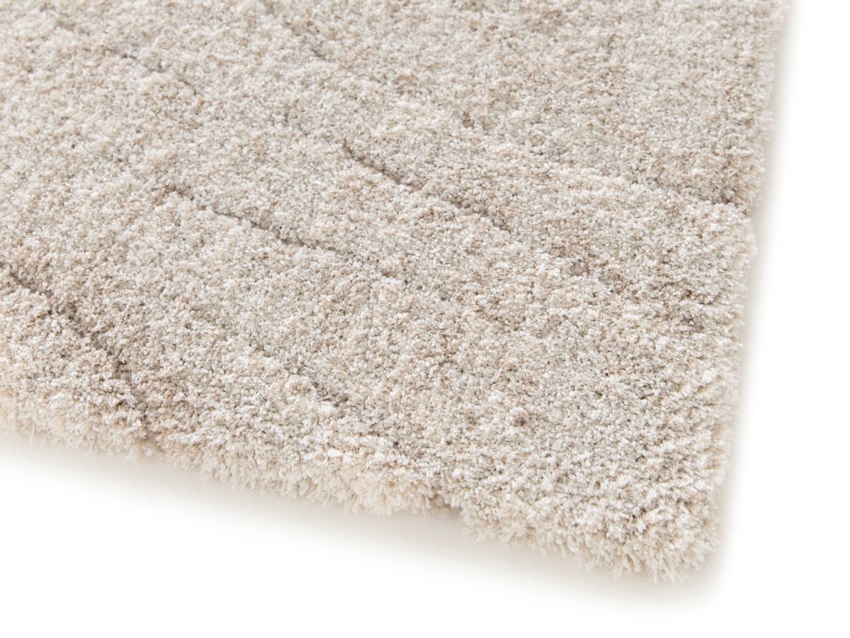 Tapis poils long LOVINA motif abstrait - Beige