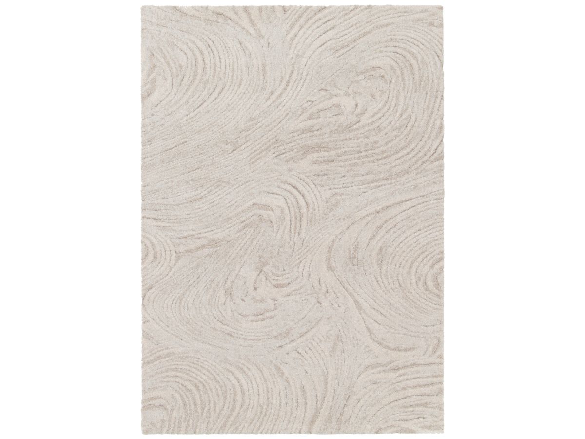 Tapis poils long LOVINA motif abstrait - Beige