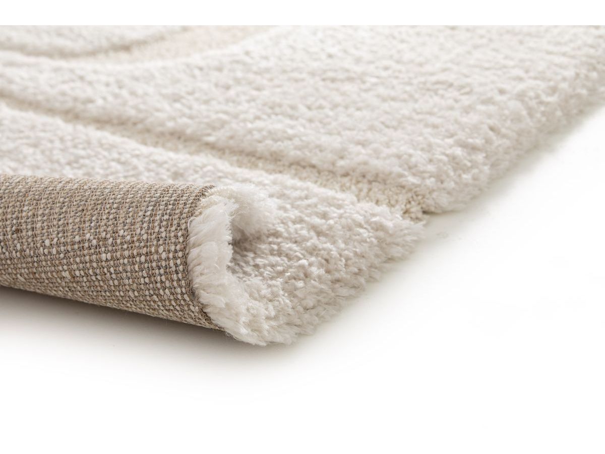Tapis poils longs CALEB motif graphique - Ecru