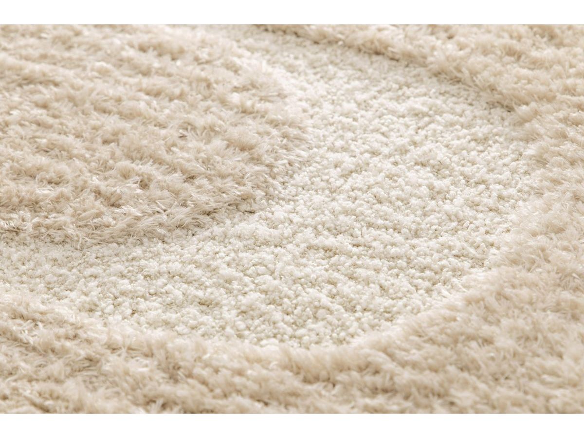 Tapis poils longs CALEB motif graphique - Beige