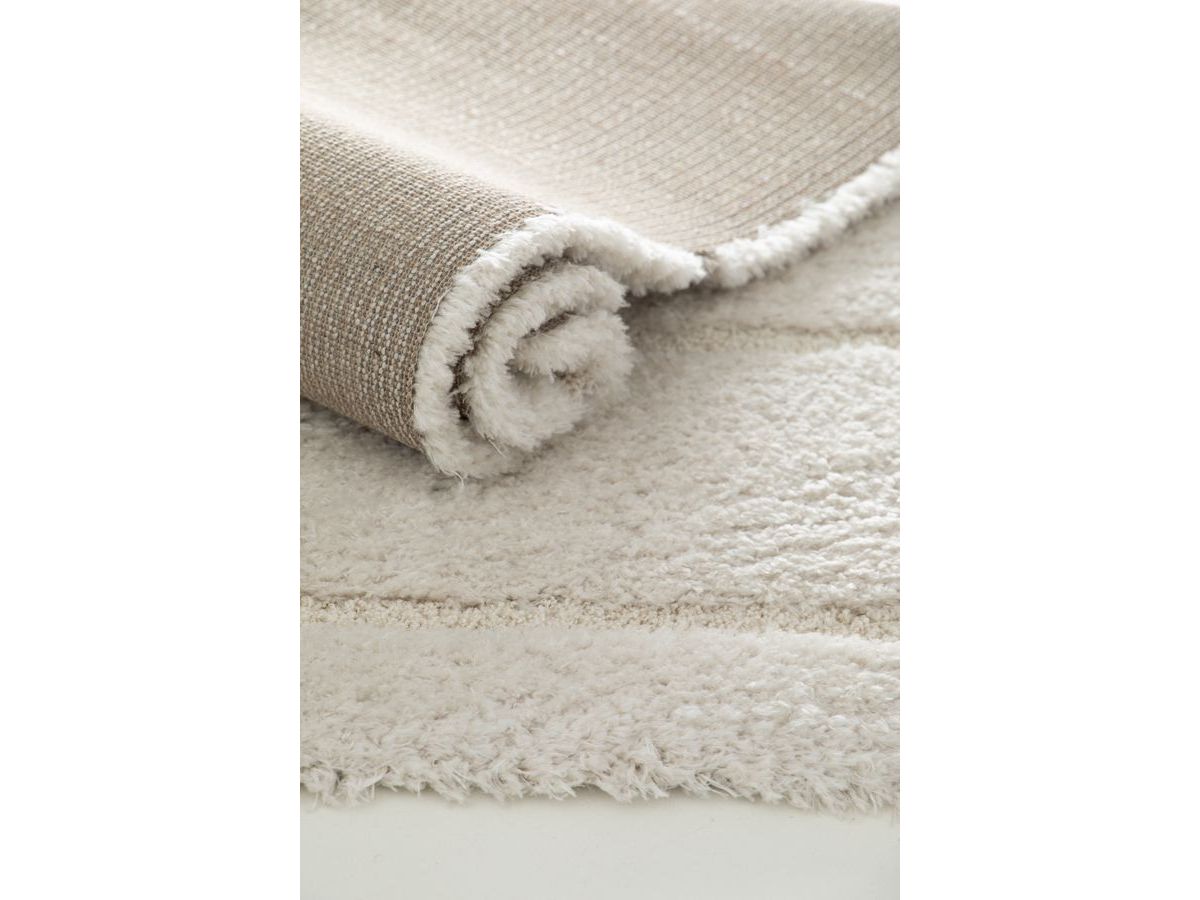 Tapis poils longs CALEB motif graphique - Ecru