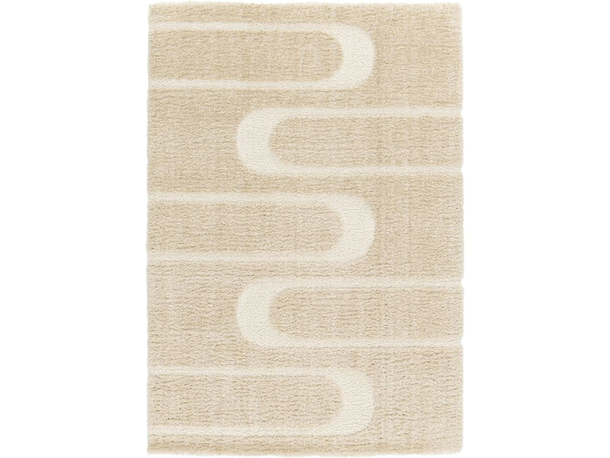 Tapis poils longs CALEB motif graphique - Beige