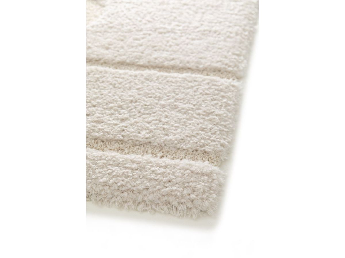 Tapis poils longs CALEB motif graphique - Ecru