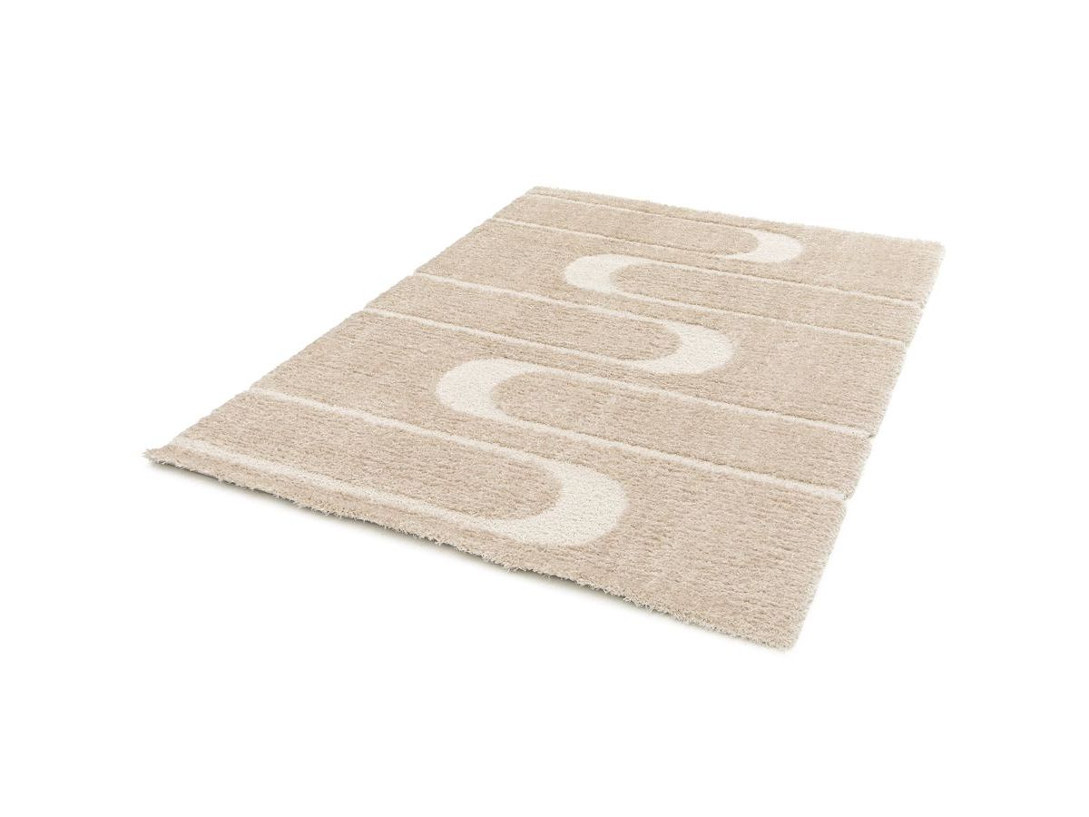 Tapis poils longs CALEB motif graphique - Beige